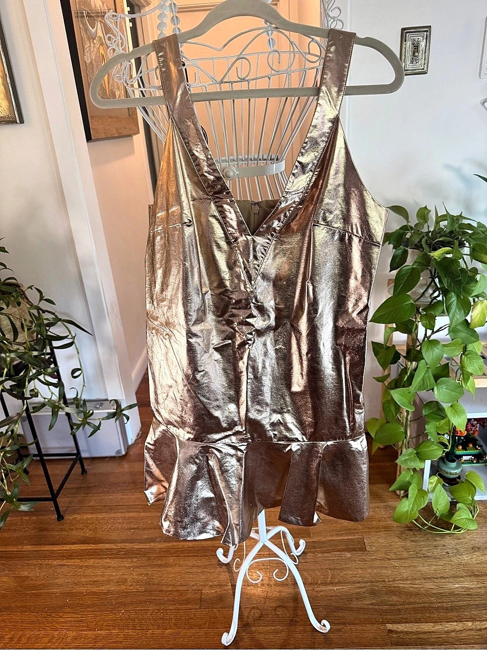 Maeve X Anthropologie Rose Gold Metallic Mini Dress Size M
